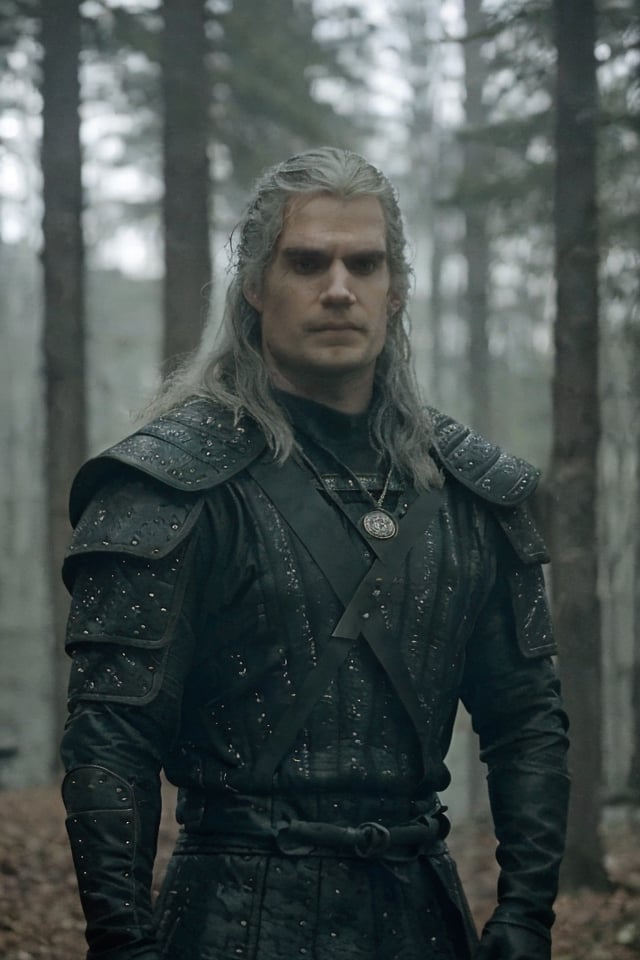 
 geralt_soul3142j 
Hadsome , long hair. Background winter Forest, henrycavill face,sks person. Warrior. Golden eyes. Muscular body