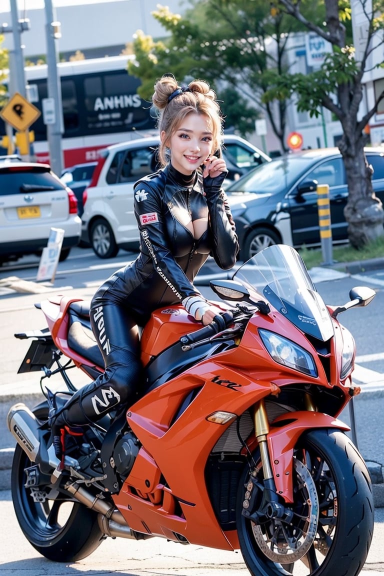 sweet smile,
average_breast, 
bright pupils, 
clear eyes, 
(put hair up   ),
(Saturation: -0.2),
(Contrast: -0.5),
the most beautiful image I have ever seen, volume rendering, Realism, kpop idol, ,
racing safe suit,
racing safe helmet,
background(street,gp motorbike,)
(Slightly bend knees to strike a sexy pose. )
()
()
side view,
soft focus.
Soft and gentle ambiance
,1 girl,yhmotorbike