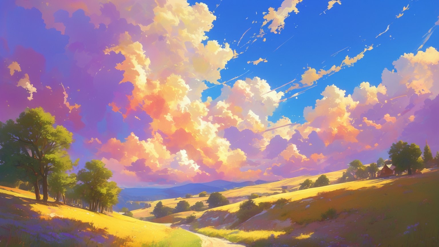 Warm sunshine, brilliant light, warm weather, warm colors, pastel tones, sunny day, high_resolution, masterpiece, bright, cloudstick, majestic,scenery, more detail XL, 