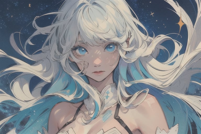 {{best quality}}, {{masterpiece}}, {{ultra-detailed}}, {illustration}, {detailed light}, {an extremely delicate and beautiful}, a girl, {beautiful detailed eyes}, stars in the eyes, messy floating hair, colored inner hair, Starry sky adorns hair, depth of field