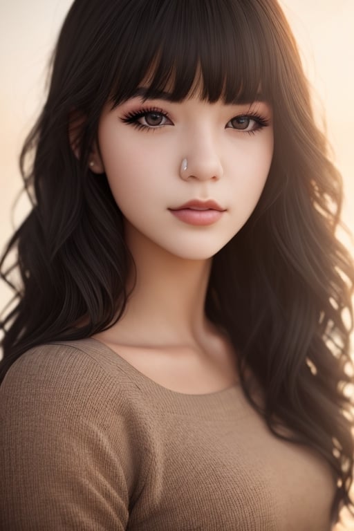 1girl, (Close-up), beautiful young woman, black hair, makeup, realistic.