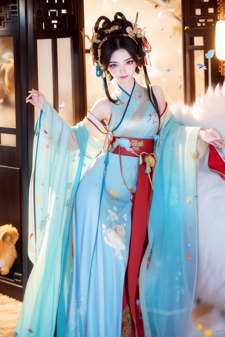 Chinese lady , 19 yo, beautiful ,  and Lion Dance,Chinese style,Chinese, Chinese girl 
