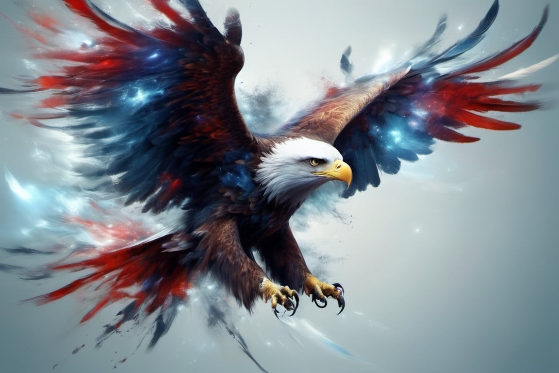 ink art, eagle, red, white, blue, flying_sweatdrop,DonMB4nsh33XL ,DonMM4ch1n3W0rldXL 