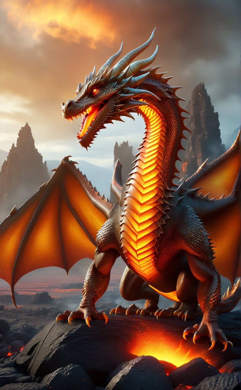 (masterpiece, photorealistic: 1.35), (CGI image of a dragon: 1.45), (majestic creature), (the dragon's scales created with exquisite details: 1.25), (the dragon's eyes shine: 1.31), (the dragon stands gracefully on a wide, lava rock: 1.1), ( The dragon has a powerful mouth 1,1), (Blender CGI software that can create breathtaking photorealistic scenes: 1.2), (the burnt landscape with falling dust flakes: 1.1), (the dragon's paws leave imprints in the ashes: 1.3), (surrounded by the silent beauty of the lava landscape: 1.1), (the captivating gaze of the dragon transports: 1.1), beautiful color correction, Unreal Engine, super resolution, megapixels,



8k wallpaper, awesome, (((masterpiece))), (((best quality))), ((ultra detailed)), (illustration), dynamic angle,DonMCyb3rN3cr0XL ,monster,Movie Poster