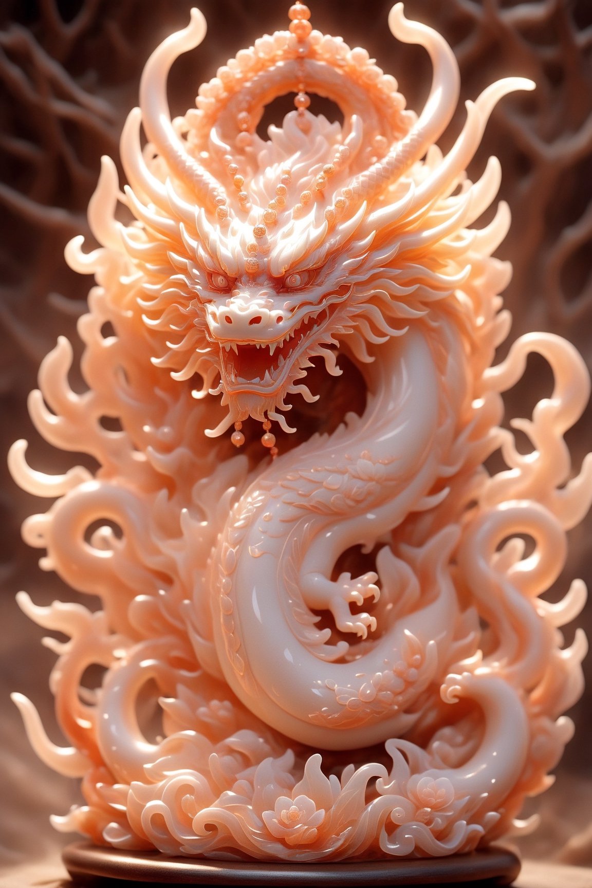 wood masterpiece depicting a Chinese dragon in hell.