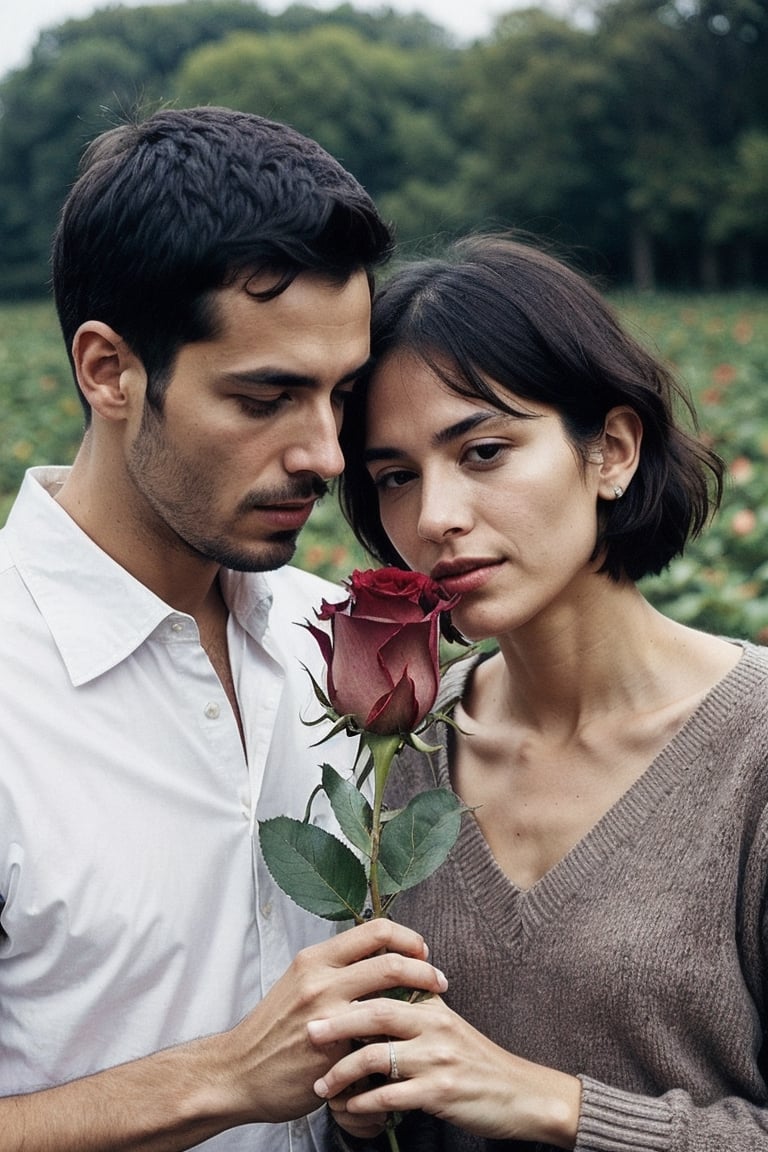 two lovers holding a Rose in dying condition symbolizes that war is not a solution and LOVE live forever