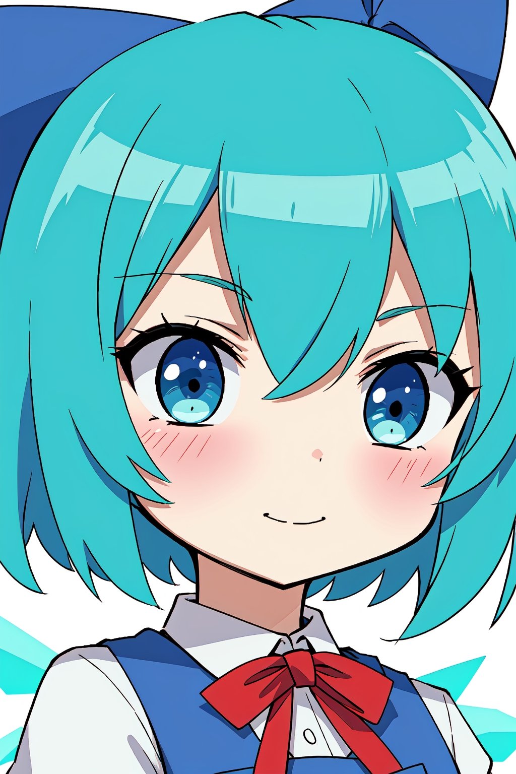 1girl, cirno, cute, closed mouth, smile, close up on upper body