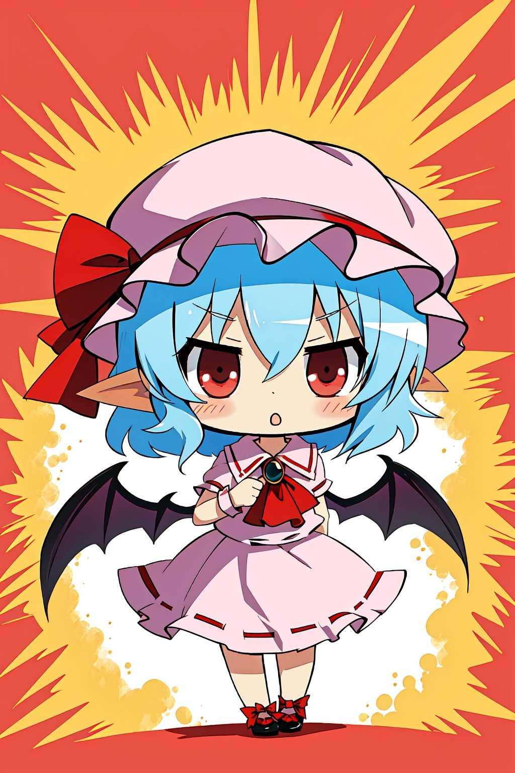 1girl, ((remilia)), ((chibi)), :o, standing