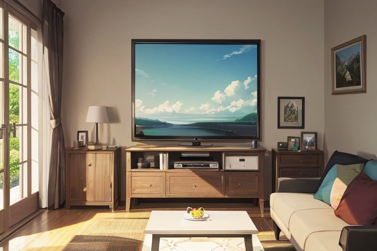 (masterpiece), best quality, living room, medium shot, Studio Ghibli