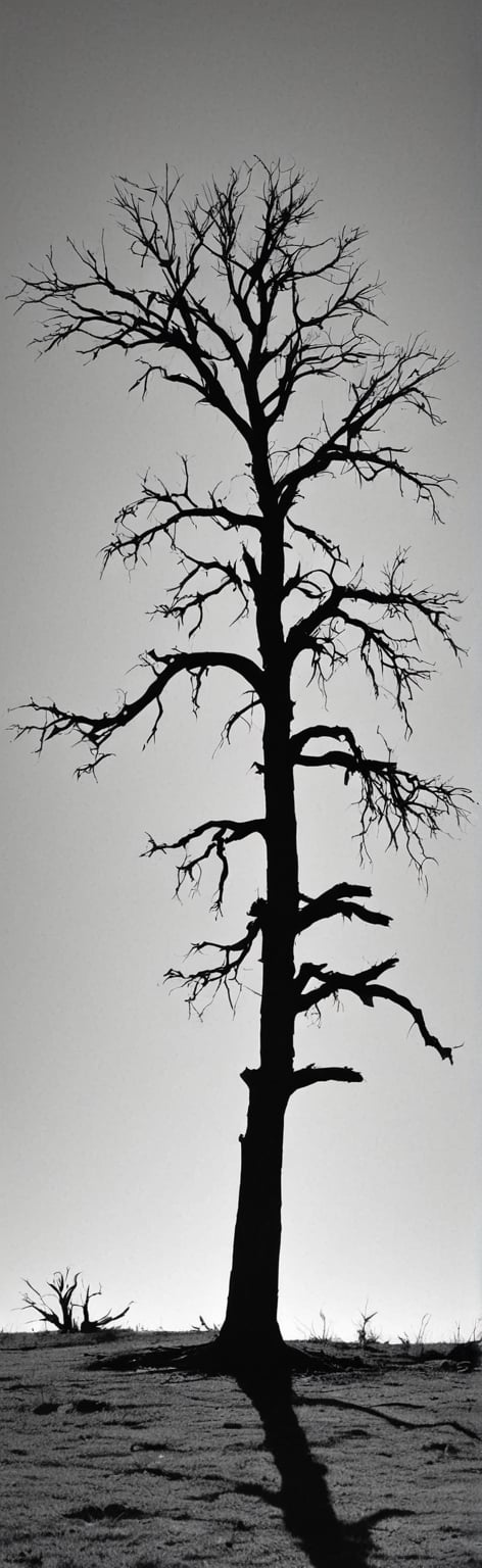 {{{masterpiece}}}, best quality, {{top quality}}, black vector by ansel adams image of a dead tree in a graveyard, nankin drawing of a dead tree (multiple dead branches), Use only black color to convey melancholy, vector