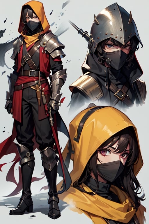 solo, 1boy, rainy background, holding, weapon, male focus, hood, holding weapon, armor, gun, helmet, gauntlets, holding gun, cloak, handgun, walking,Future,plague_doctor_mask 