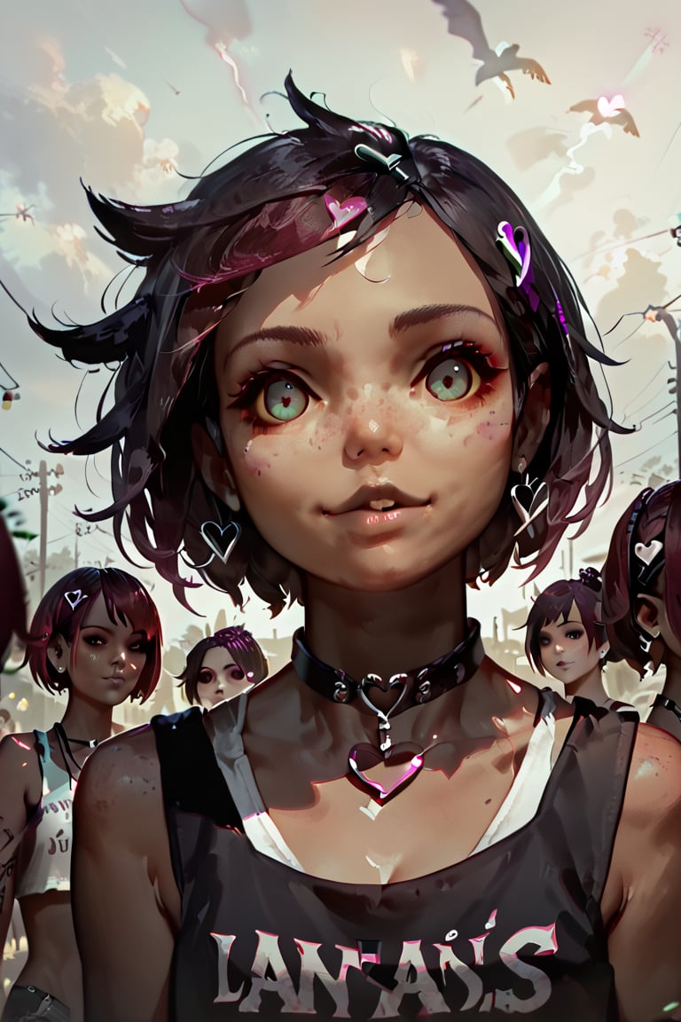 score_9, score_8_up, score_7_up, emo girls , cute face, dark skin, heart choker, freckles, depth of field, natural lightning, orgy, big tits, lesbians,concept art, realistic,Expressiveh,dark theme