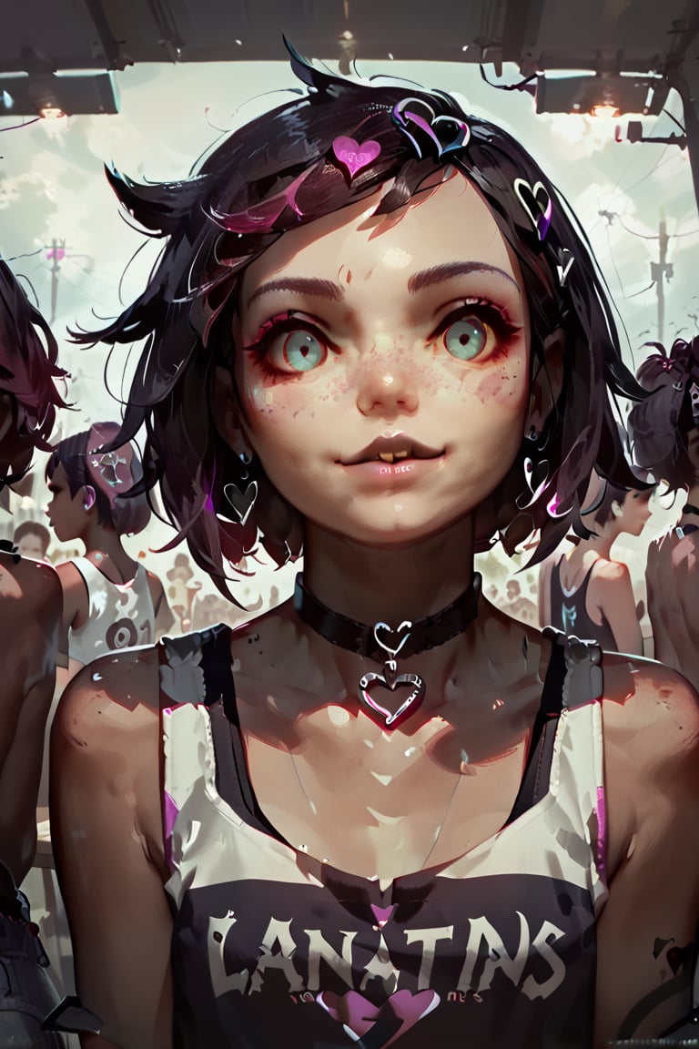 score_9, score_8_up, score_7_up, emo girls , cute face, dark skin, heart choker, freckles, depth of field, natural lightning, orgy, big tits, lesbians,concept art, realistic,Expressiveh,dark theme