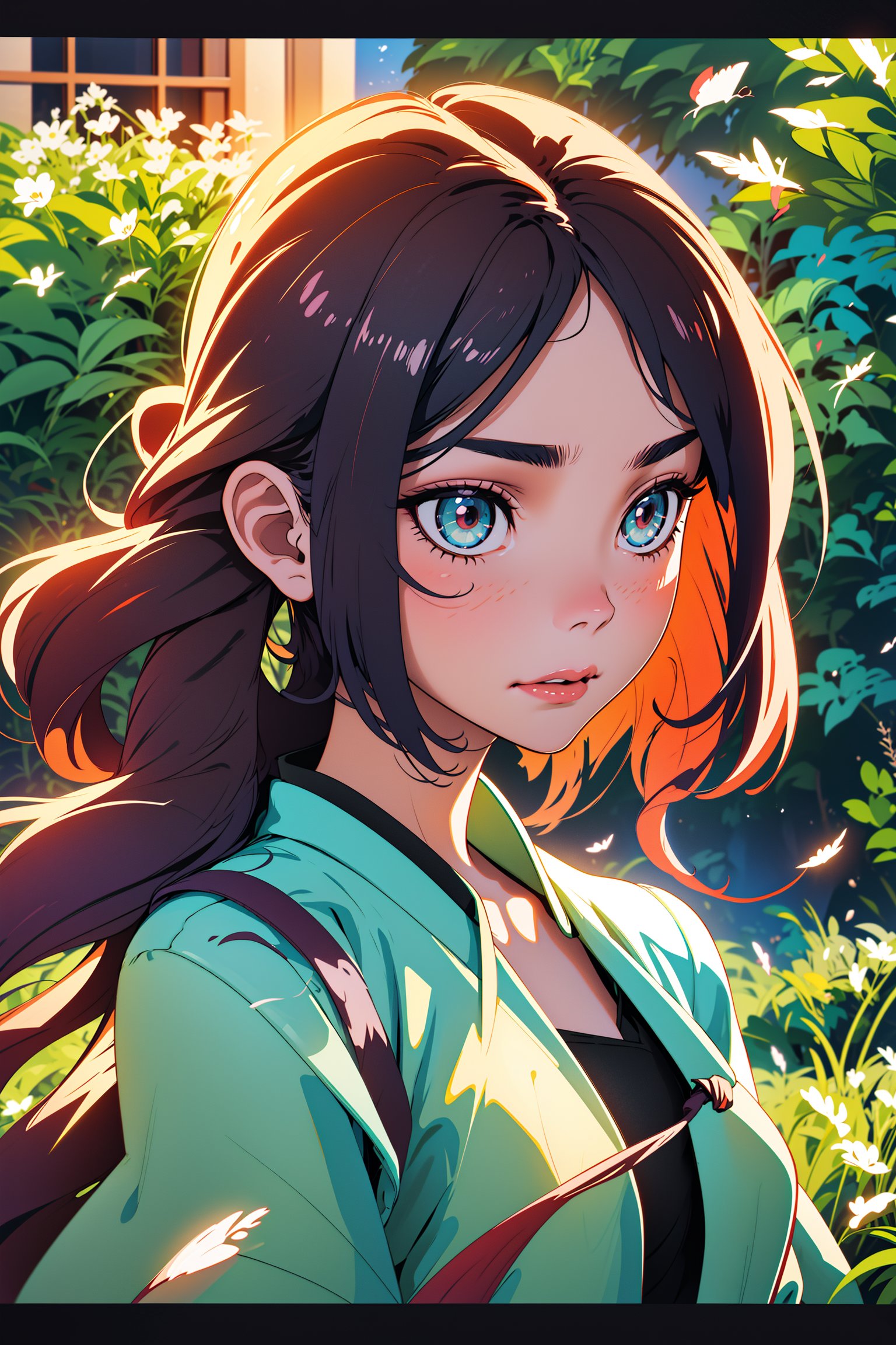 In a mesmerizing cascade of color and light, an enchanting anime girl captivates viewers with her ethereal beauty. Her delicate features are framed by cascading locks of shimmering long golden hair, her wide, expressive eyes radiating with emotion. A digital painting brings this stunning character to life, depicting her in intricate detail with a seamless blend of realism and fantasy. Every brushstroke and pixel showcases the artist's skill and dedication, making this image a true masterpiece of the genre