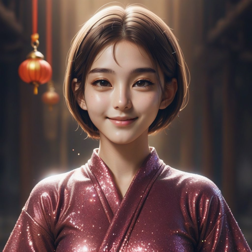 can you change woman to a buddhist nun with 
hair 
a little bit more smile 
short hair in different places and postures 
change cloth clour to more brigheer clour 
side of body 
,xxmix_girl,EpicArt,little_cute_girl,glitter