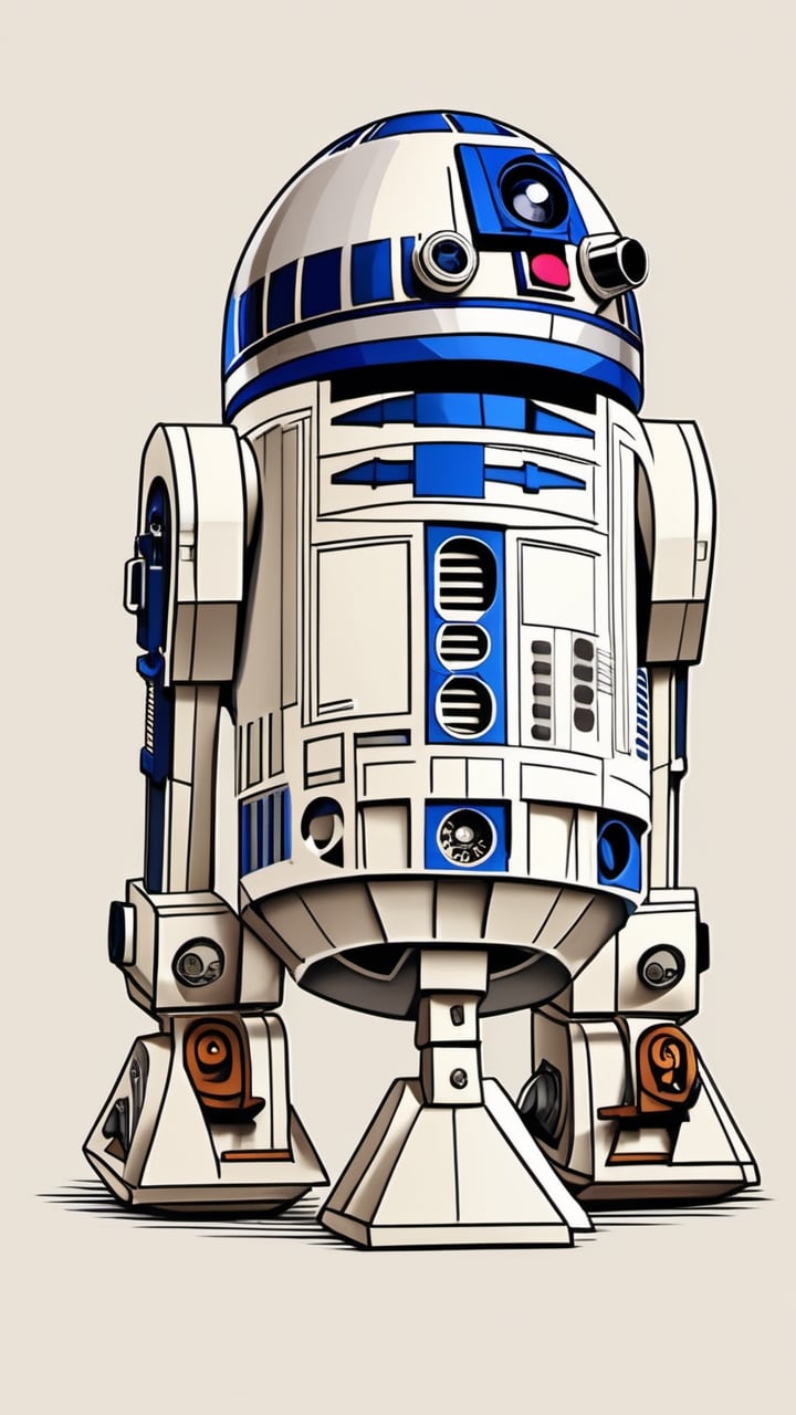 (Grzegorz Rosiński style:0.8) , (Janusz Christa style:1.2) , 
Old men look like Old R2D2 from "Star Wars", 
 realistic,  draw,Comic book Janusz Christa  style, Vector Drawing, ink lines,
 , professional, 4k,  colors, vintage, ,Flat vector art,Vector illustration,flat design,Illustration,illustration