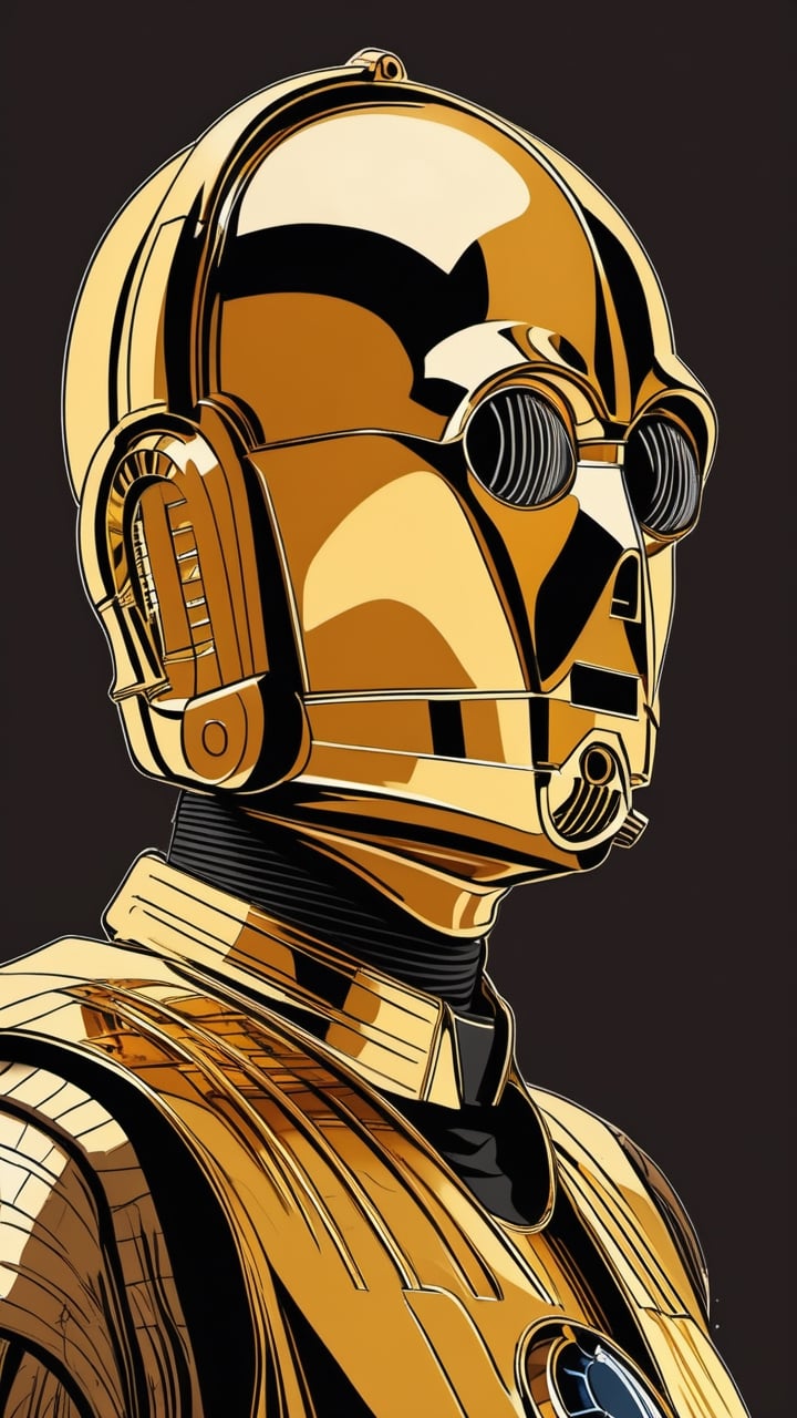 (Grzegorz Rosiński style:0.8) , (Janusz Christa style:1.2) , 
Old men look like Old C3PO from "Star Wars", 
 realistic,  draw,Comic book Janusz Christa  style, Vector Drawing, ink lines,
 , professional, 4k,  colors, vintage, ,Flat vector art,Vector illustration,flat design,Illustration,illustration