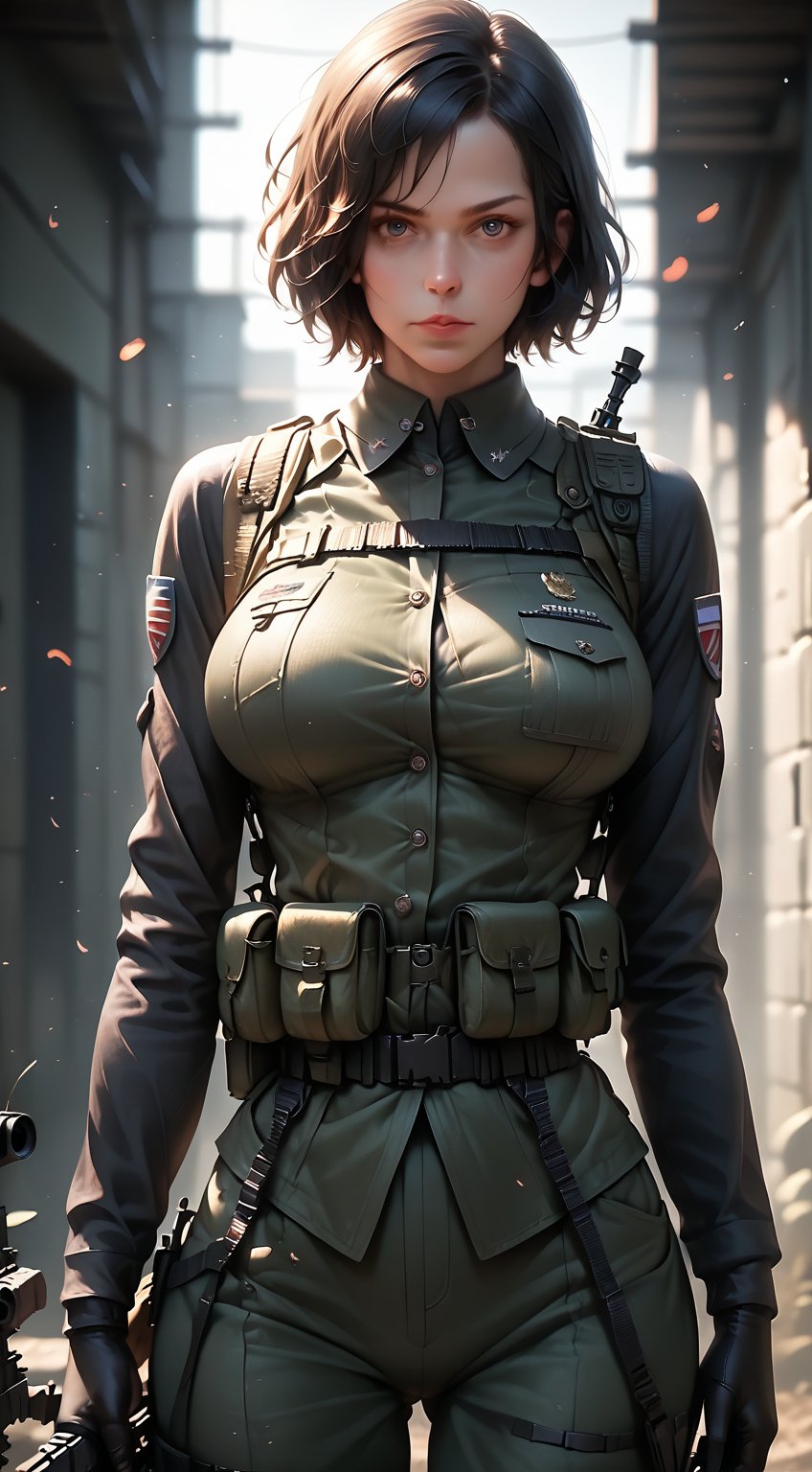 score_9, score_8_up, score_8, ((1girl,solo)),big breast,vest,short hair, wide hip,detailed face,detailed skin,detailed background,Beautiful eyes,black gloves, holding gun, rifle, assault_rifle,

,niji5,Military anime girl

,((,front view,)),