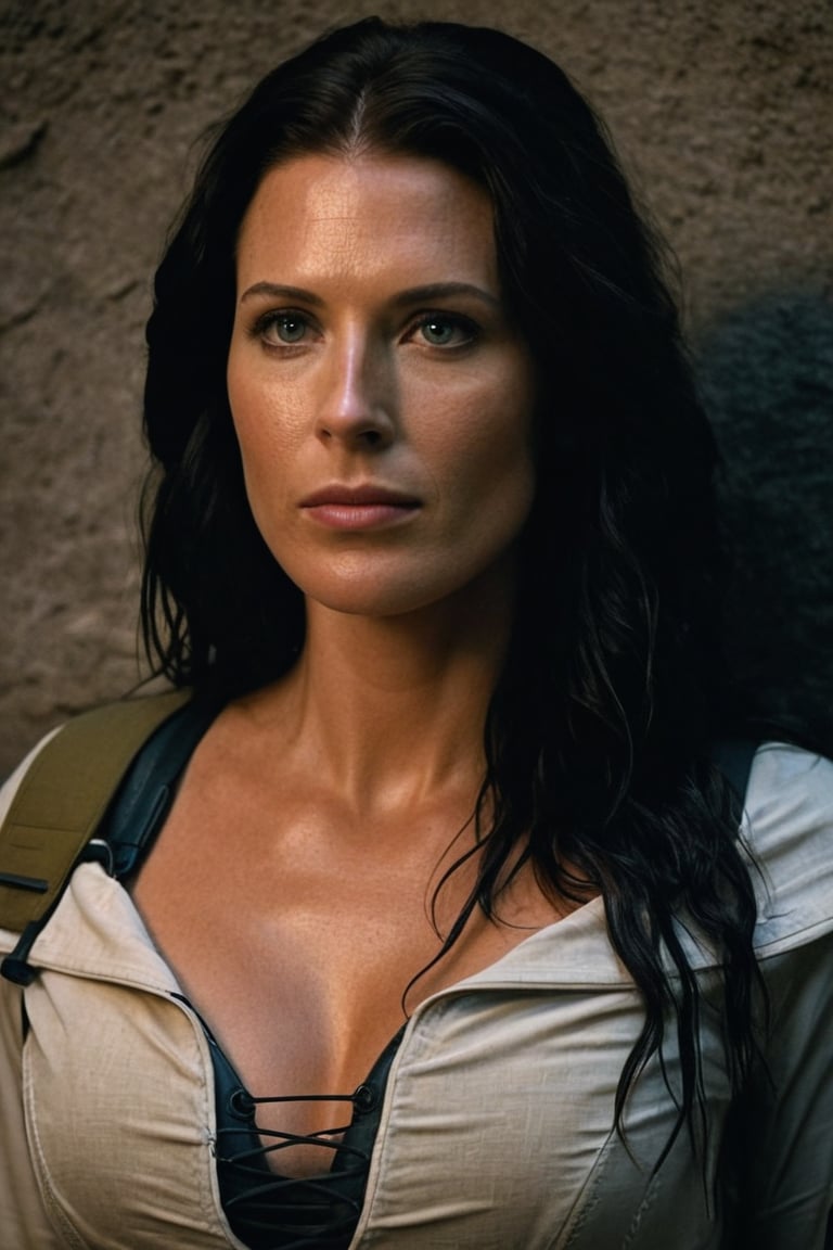  (Erotic high quality close-up photograph of kahlanlots  , tall fleshy figure ,Full body shot , toned curvy figure )Cinematic Grave Raider, An ultra-detailed hyper-realistic photograph of a very beautiful  45-year-old Tomb Raider woman looking directly at the viewer with a slight smile, face cam,  (cheveux blond), yeux clairs, American Aesthetics, cheveux longs, Nuit, Sinueuse, Belles courbes, Army medic Aesthetics, T-shirt blanc, Focus on details, style Semi Impasto, peinture mate, atmospheric, rougeoyant, dramatic lighting, beaux yeux, eyes symmetrical, Des yeux parfaits, par Magali Villeneuve, wet, humide, reflection, (detail) photo prise par Canon EOS R5, Objectif 50mm, f/2.8, Hdr, (movie lighting) (natural  lighting) (mise au point nette) (complexe) mode, Au combat, Multicam, convenir, Camouflaged, Multicam, American Patter, peau couverte, Special Forces, combat zone, Team Leader, Capitaine, U.S. Army, officier, Special Forces Medic, Green Berets, explosions, battle damage, Manutentionnaire K-9, Manutentionnaire allemand Shephard