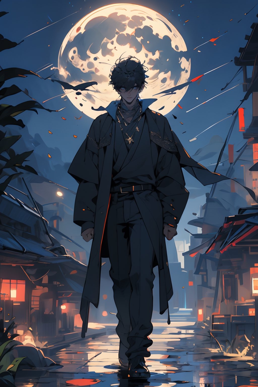 1man,masculine, jawline+, muscles, Caesar cut, 
landscape, night, moon light, vivid light, following path, walking, forest, hills,

High detailed, , (xx)1man, masterpiece, best quality, 8K, highres, absurdres:1.2, masterpiece, best quality, ultra-detailed, illustration,1man,

(multiple views, full body, upper body, reference sheet:1), ,midjourney, niji,1boy