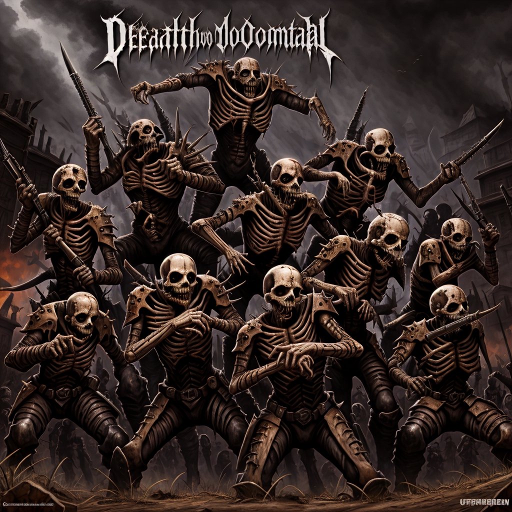 DEATHMETAL undead army attacking, detailed, high_resolution, wide shot