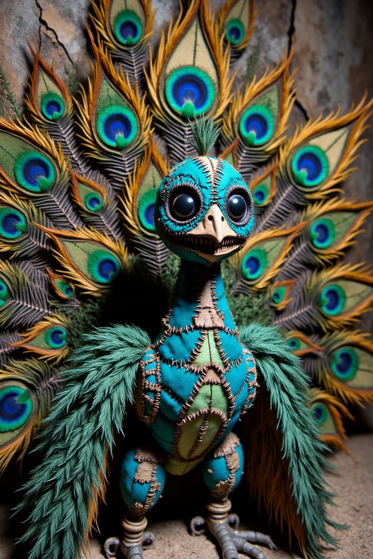 robotic male peacock displaying beautiful plumage- Lincoln, Nebraska, United States of America real photo