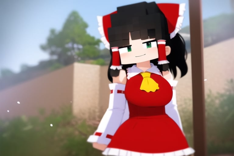 'Add LoRA'
masterpiece, best quality, oppai loli, loli, huge breasts, hakurei reimu, collared shirt, frilled shirt collar, yellow ascot, detached sleeves, white sleeves, wide sleeves, red skirt, frilled skirt, red dress, sleeveless dress, standing, light smile, looking at viewer, cowboy shot ,mcnsfw