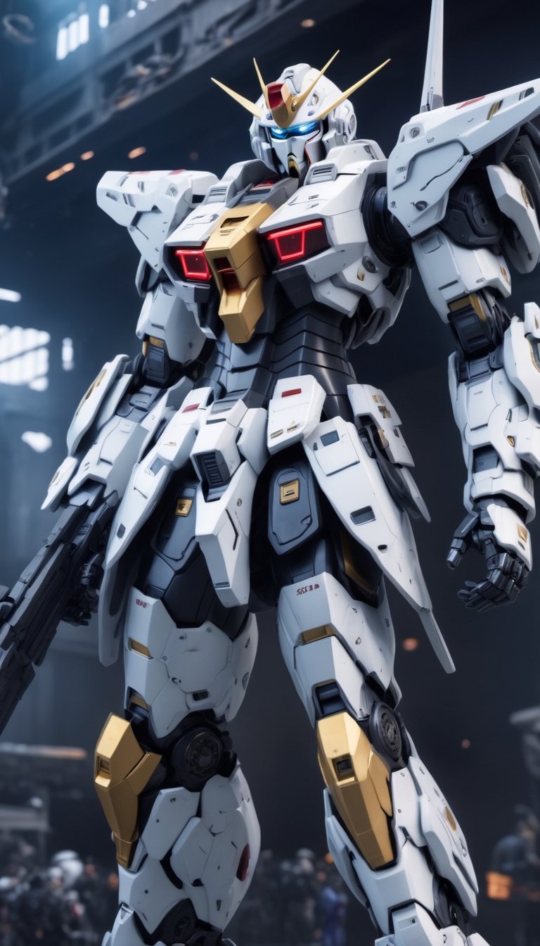 Best quality, original photos,
(Gundam and the cute young white-haired Japanese female operator: 1.2), big breasts,
The female officer standing in the foreground,
Behind it stands a heavy armored battle robot,
Huge, cybertoid, look cam, full body, bold lines, very detailed,
(realistic: 1.4), (interior lighting: 1.4) (fractal: 0.1),
white, sharp focus, masterpiece, high quality,
Shallow depth of field detailed background,
The background is a blurry heavy industry science fiction scene,
convey depth and complexity