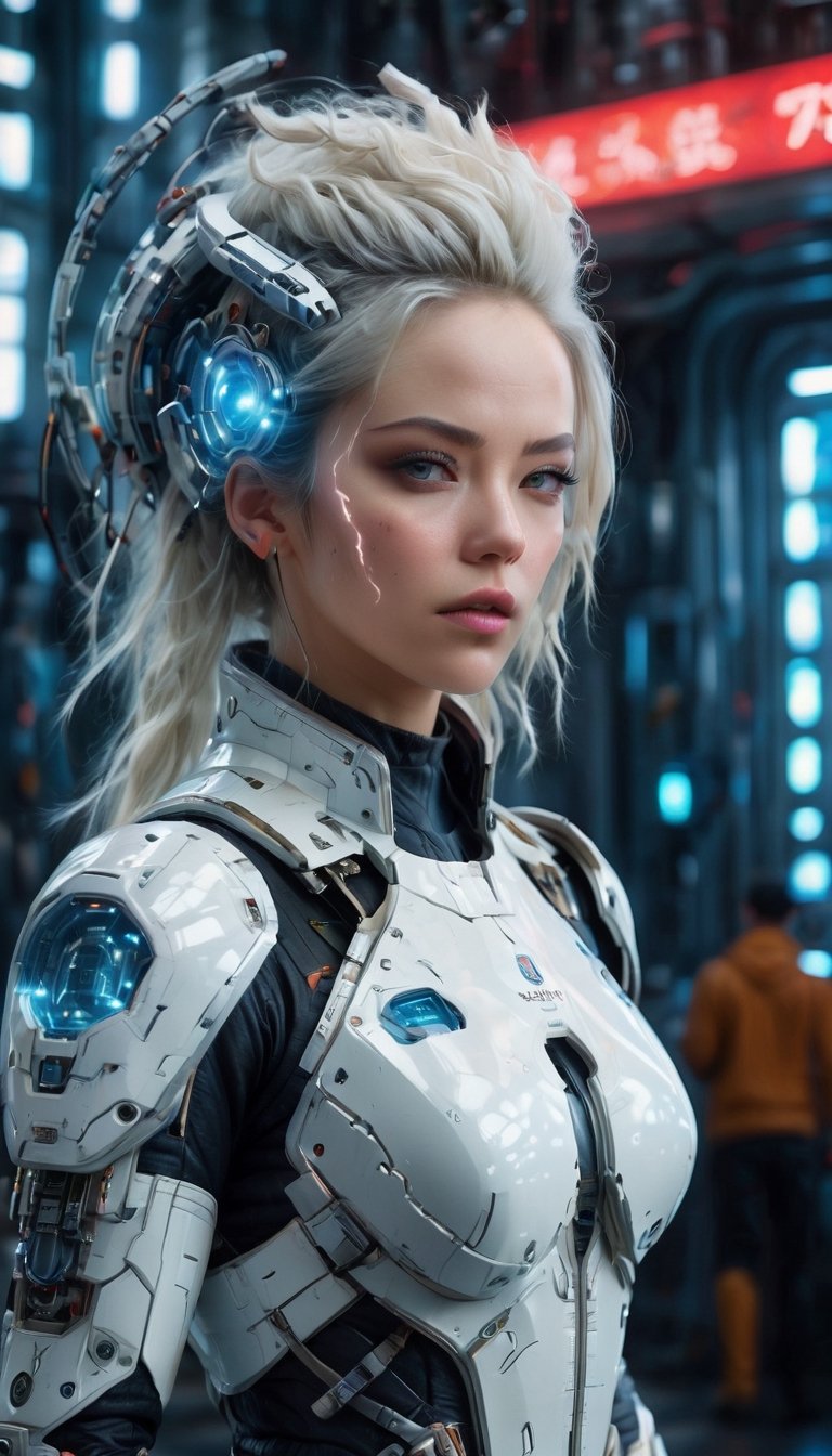 1girl, woman in high-tech space suit, through transparent visor,A look of relief,
beautiful face visible through transparent visor, white gloves, intricate blue mechanical vial,((holding jar containing lightning)), elaborate spaceship background,photo_b00ster,sad. 1 girl, huge breasts, huge body, messy white hair, realistic, perfect murge, 
,Mecha body,Young beauty spirit .Best Quality, photorealistic, ultra-detailed, finely detailed, high resolution, perfect dynamic composition, sharp-focus,b3rli,dongtan dress,mature female,naked bandage