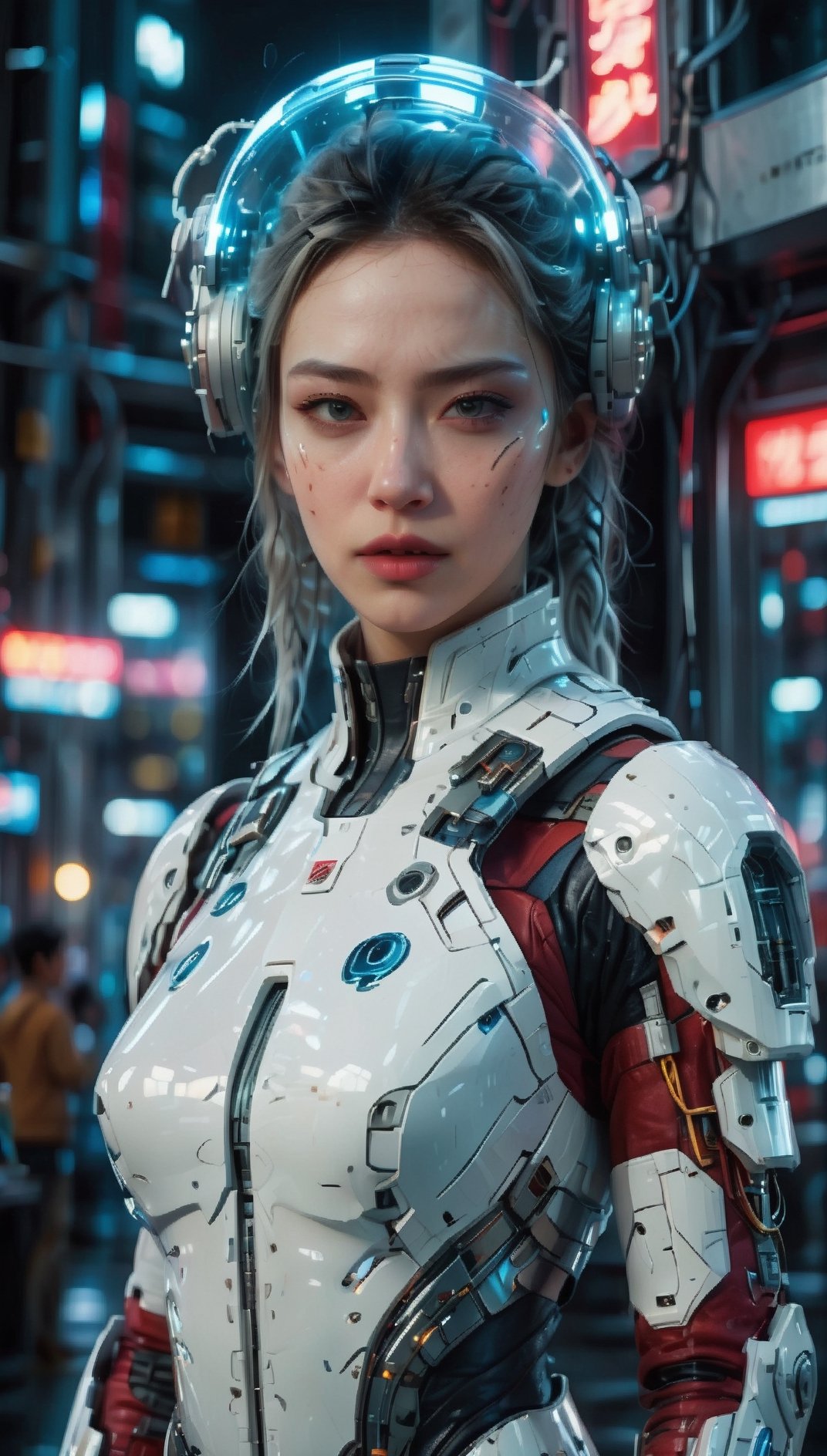 1girl, woman in high-tech space suit, through transparent visor,A look of relief,
beautiful face visible through transparent visor, white gloves, intricate blue mechanical vial,((holding jar containing lightning)), elaborate spaceship background,photo_b00ster,sad. 1 girl, huge breasts, huge body, messy white hair, realistic, perfect murge, 
,Mecha body,Young beauty spirit .Best Quality, photorealistic, ultra-detailed, finely detailed, high resolution, perfect dynamic composition, sharp-focus,b3rli,dongtan dress,mature female,naked bandage