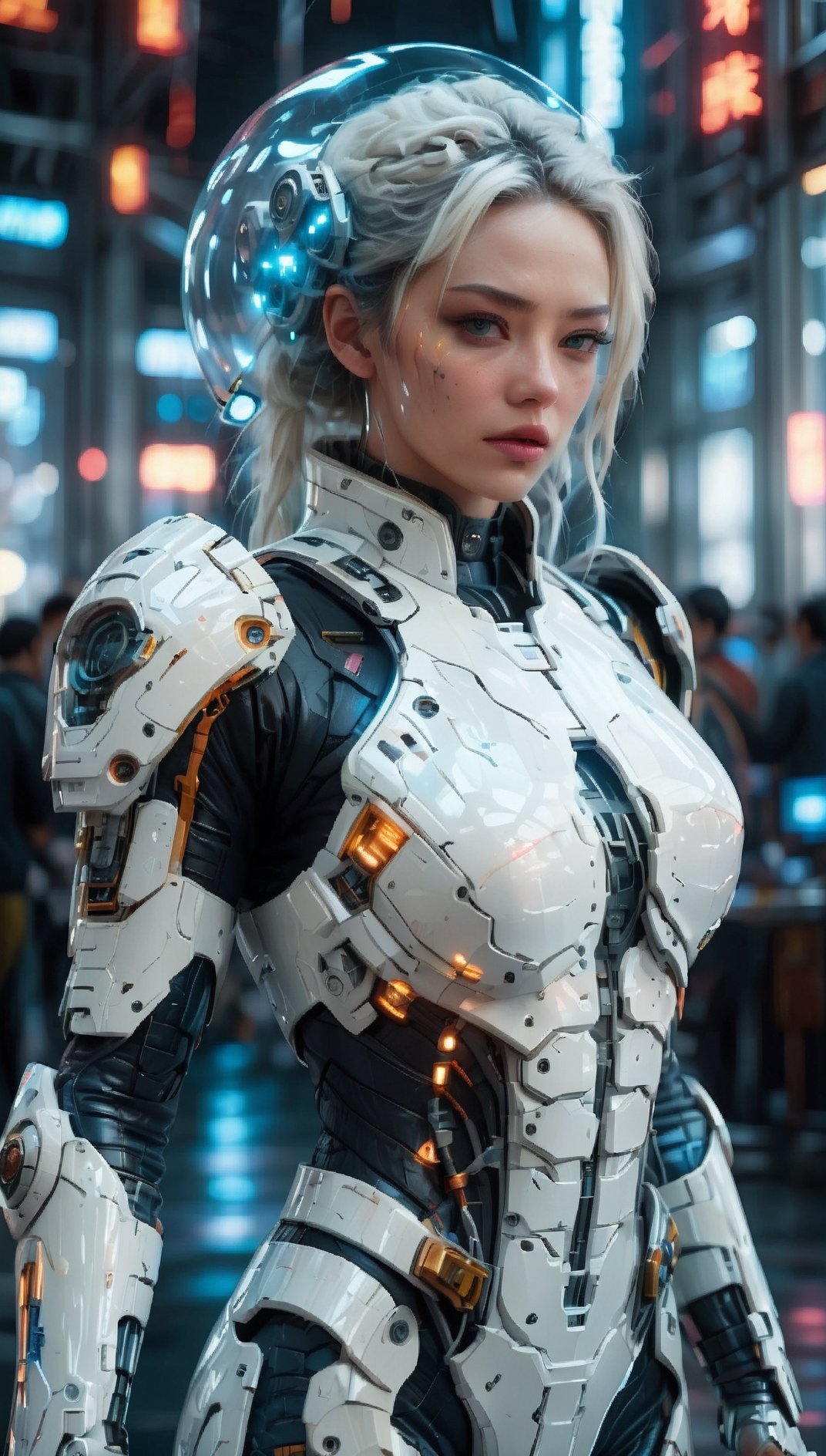 1girl, woman in high-tech space suit, through transparent visor,A look of relief,
beautiful face visible through transparent visor, white gloves, intricate blue mechanical vial,((holding jar containing lightning)), elaborate spaceship background,photo_b00ster,sad. 1 girl, huge breasts, huge body, messy white hair, realistic, perfect murge, 
,Mecha body,Young beauty spirit .Best Quality, photorealistic, ultra-detailed, finely detailed, high resolution, perfect dynamic composition, sharp-focus,b3rli,dongtan dress,mature female,naked bandage