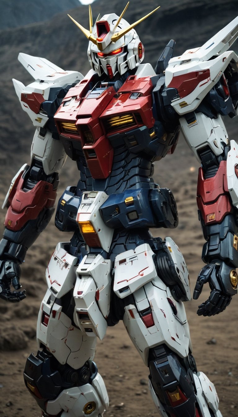 Best quality, original photos,
(Red, white and black Gundam and Boy: 1.2), strong body
The male officer standing at the front,
Behind it stands a red, blue and yellow heavy armored combat robot.
Huge, cybertoid, watch cam, full body, bold lines, very detailed,
(real: 1.4), (internal illumination: 1.4) (fractal: 0.1),
white, sharp focus, masterpiece, high quality,
Shallow depth of field detailed background,
The background is a blurry science fiction scene,
convey depth and complexity