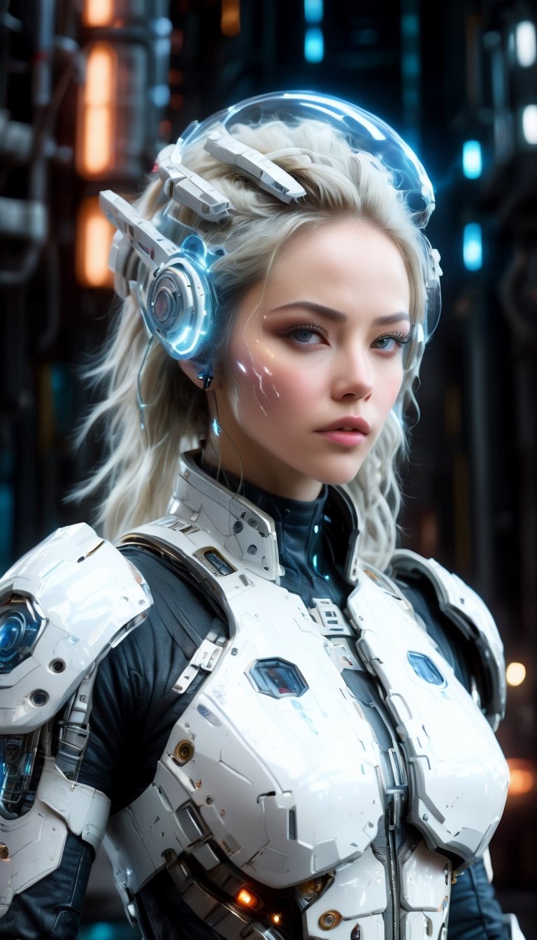 1girl, woman in high-tech space suit, through transparent visor,A look of relief,
beautiful face visible through transparent visor, white gloves, intricate blue mechanical vial,((holding jar containing lightning)), elaborate spaceship background,photo_b00ster,sad. 1 girl, huge breasts, huge body, messy white hair, realistic, perfect murge, 
,Mecha body,Young beauty spirit .Best Quality, photorealistic, ultra-detailed, finely detailed, high resolution, perfect dynamic composition, sharp-focus,b3rli,dongtan dress,mature female,naked bandage