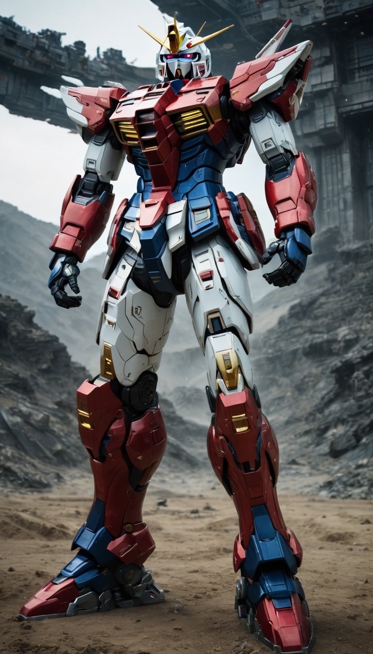 Best quality, original photos,
(Red, white and black Gundam and Boy: 1.2), strong body
The male officer standing at the front,
Behind it stands a red, blue and yellow heavy armored combat robot.
Huge, cybertoid, watch cam, full body, bold lines, very detailed,
(real: 1.4), (internal illumination: 1.4) (fractal: 0.1),
white, sharp focus, masterpiece, high quality,
Shallow depth of field detailed background,
The background is a blurry science fiction scene,
convey depth and complexity