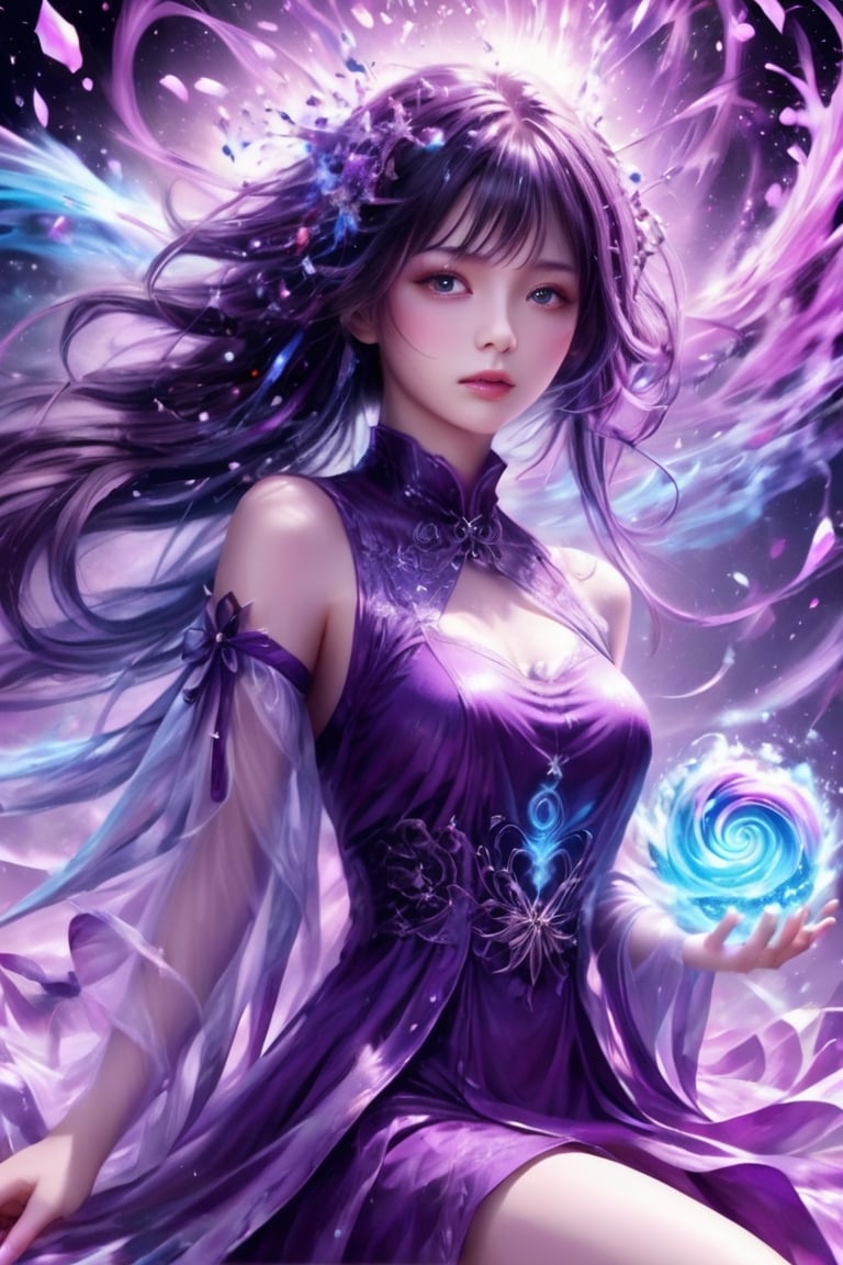 masterpiece, extremely high equality, extremely detailed CG unity 8k wallpaper, afantasy theme, detailed face, a 17-years-old breathtakingly glamorous girl, female death, soul ripper, ethereal breathtakingly beautiful face, style - whirlpool magic, explosion magic, candy explosion magic, real_booster,LegendDarkFantasy