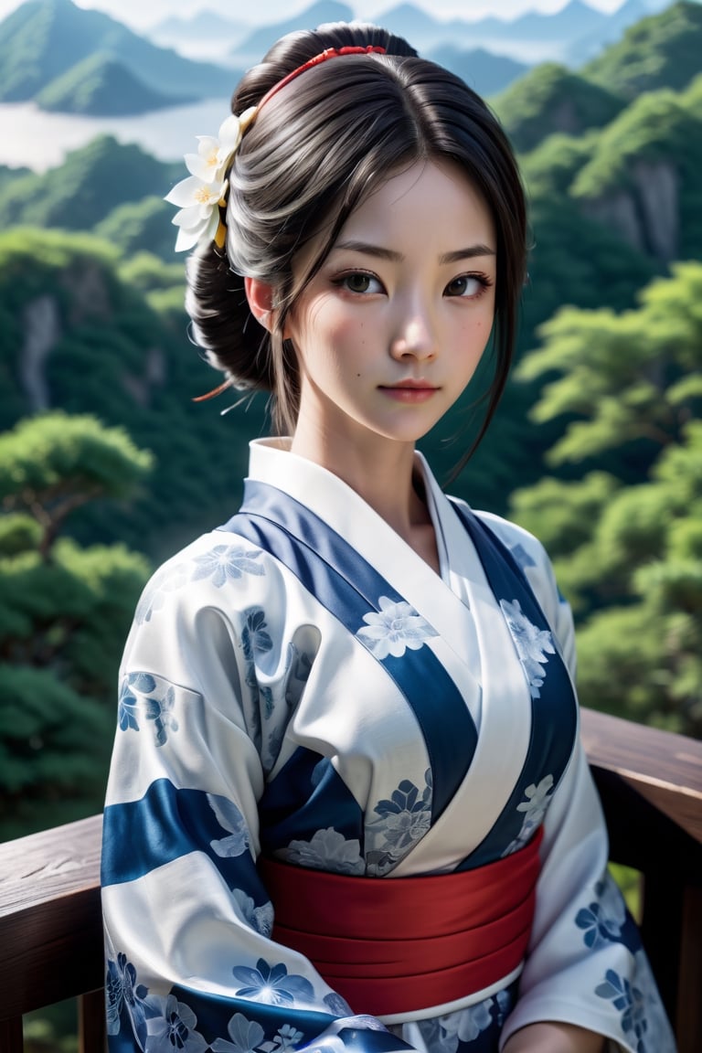 (view_from_above:1.4), view_from_distance, the most beautiful women in the world, looking at viewer, extremely high equality, (photorealistic:1.3), porcelain skin, (japanese miko silhouette:0.8), (white_yukata: 0.3)