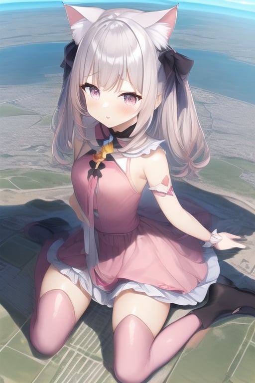 gigagts, wariza,1girl, cat ears,pink dress, giantess,gigagts,black_thighhighs,
proving earth is flat,horizon,day,wariza,loli,kawaii, gigagts