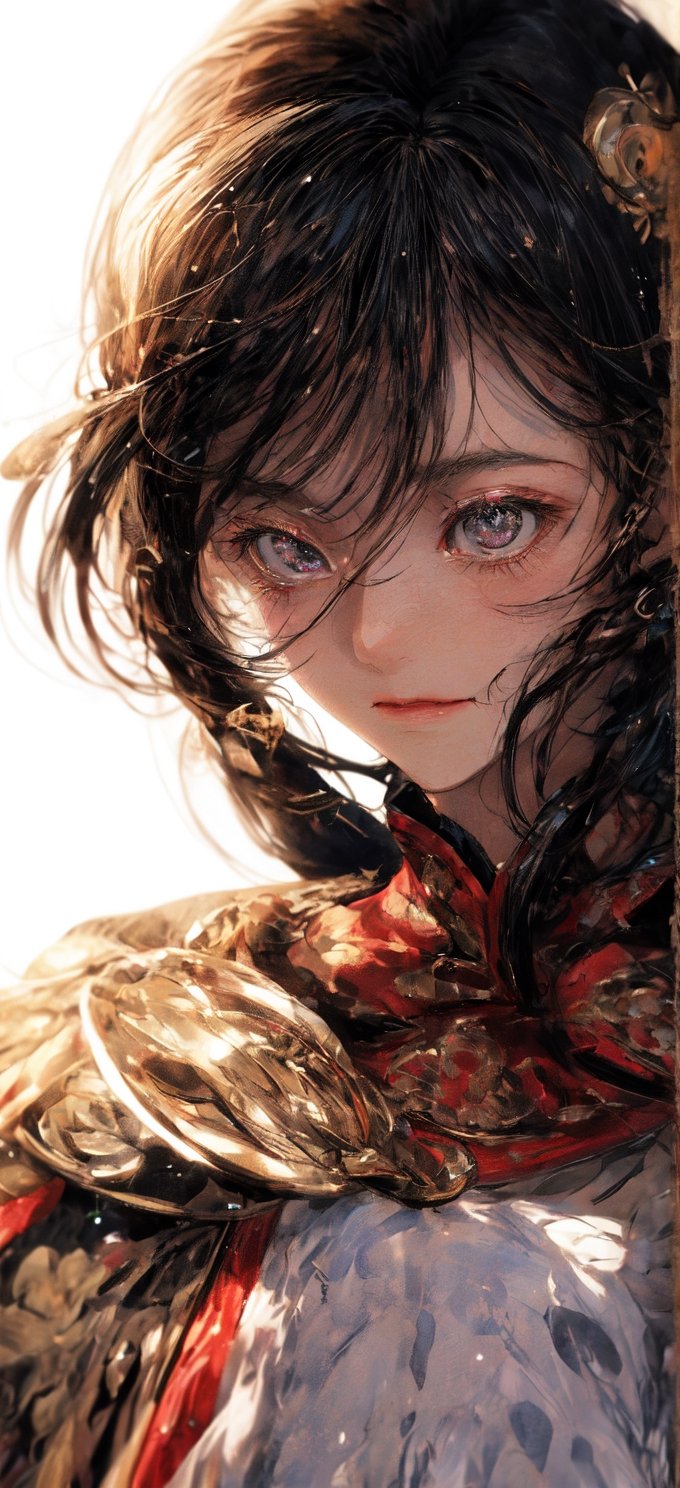 An anime-style illustration of a woman wearing traditional Chinese costume, exquisitely detailed with blink-and-you-miss-it intricacies, rendered in stunning 32K UHD resolution, showcasing beautiful anime-inspired characters in a color palette of beige and aquamarine, close-up focus capturing every delicate feature.

