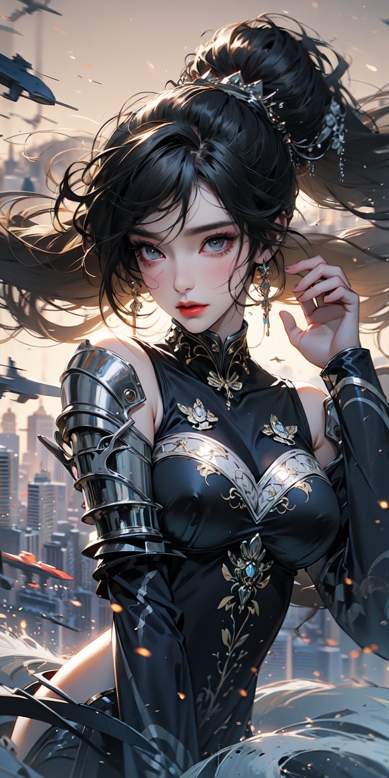 Highest image quality，Outstanding details，超高分辨率，（Fidelity：1.4），The best illustration，Favor the details，1girll，Delicate and beautiful face，mechs，locomotive，The background is the city of the future