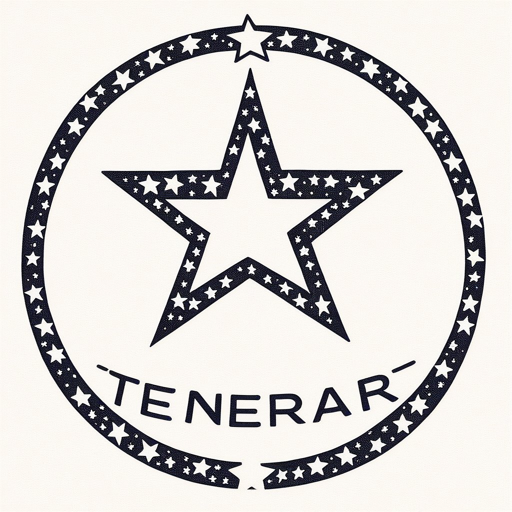 logo_emblem,Helvetica Bold_text:T E N S O R A R T,a pentagram,peace symbol,leaf print