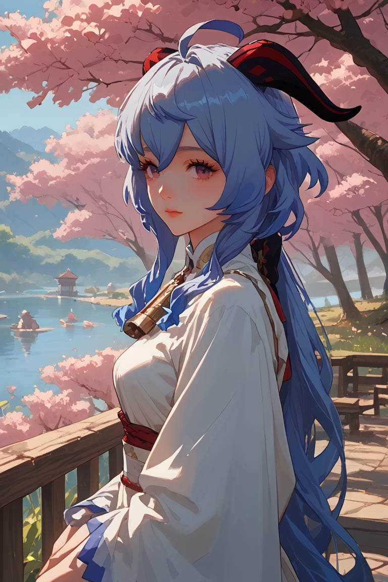 score_10, score_9,score_8_up,score_7_up,score_6_up,score_5_up,score_4_up,source_anime,BREAK, 1girl, 1 girl, solo,

ganyu, 

By the lake, under the cherry blossom trees, gazebo, grassland,