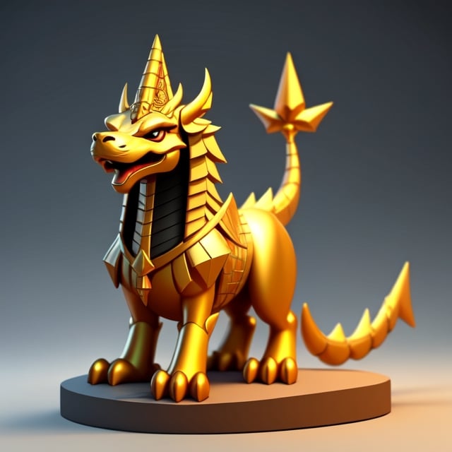 a Golden Chinese Dragon and the Pyramids of Egypt,Masterpiece,disney pixar style,3D MODEL,<lora:659111690174031528:1.0>
