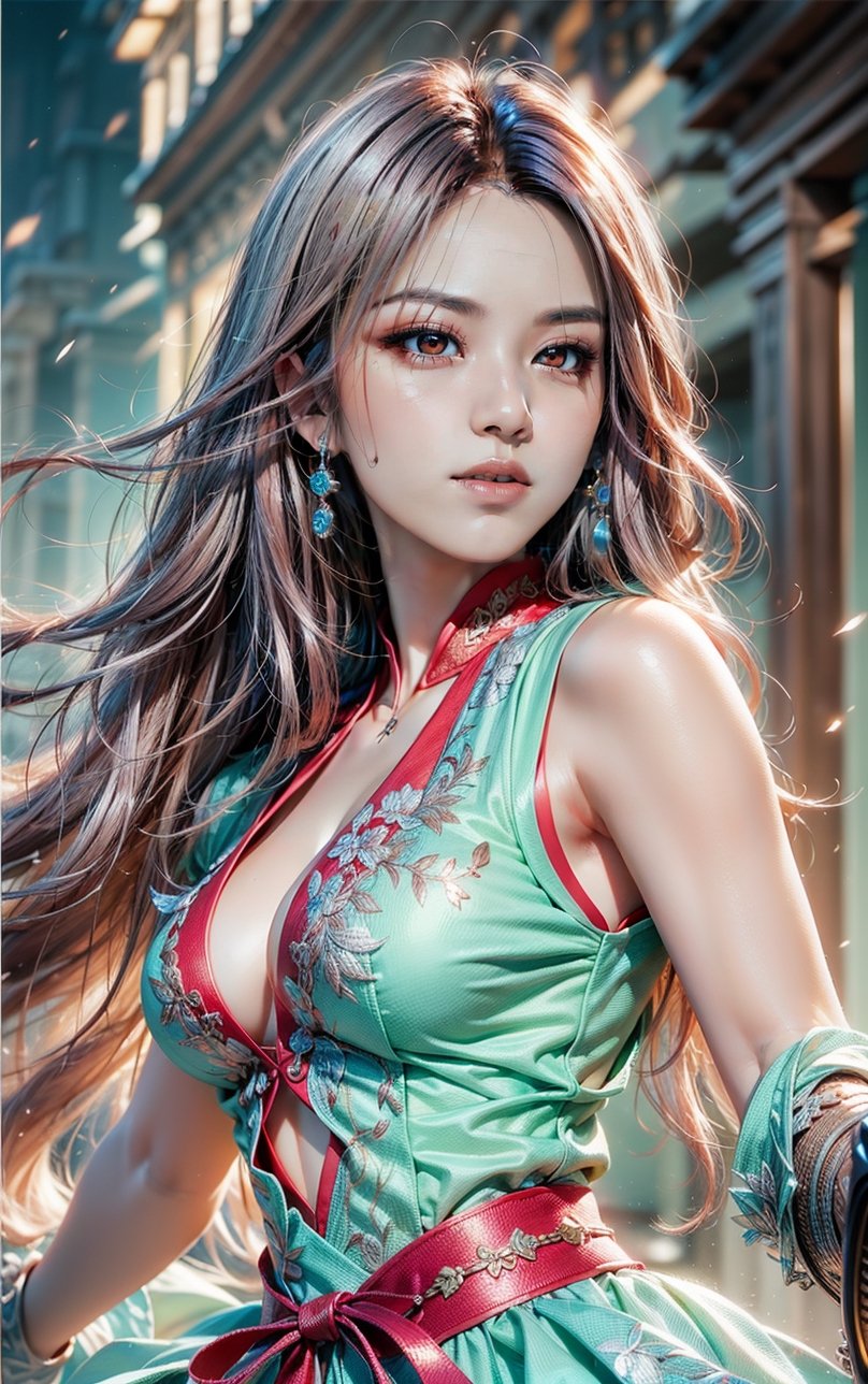 GIRL WARRIOR, best quality, masterpiece, beautiful and aesthetic, 16K, (HDR:1.4), high contrast, (vibrant color:0.5), (muted colors, dim colors, soothing tones:1.3), Exquisite details and textures, cinematic shot, Cold tone, (Dark and intense:1.2), wide shot, ultra realistic illustration, siena natural ratio, Art by Luis Royo and Gustave Moreau, (MARTIAL ART POSE:1.4)
(extreamly delicate and beautiful:1.2), (tmasterpiece, best:1.2), (LONG WHITE HAIR GIRL), (PERFECT SYMMETRICAL RED EYES:1.3), a long_haired girl, cool and determined, evil gaze, (wears red and white hanfu:1.2), (holding sword, figthing attacking pose:1.4) and intricate detailing, finely eye and detailed face, Perfect eyes, Equal eyes, Fantastic lights and shadows、finely detail,Depth of field,,cumulus,wind,insanely NIGHT SKY,very long hair,Slightly open mouth, long SILVER-WHITE hair,slender waist,,Depth of field, angle ,contour deepening,cinematic angle ,Enhance YEN2