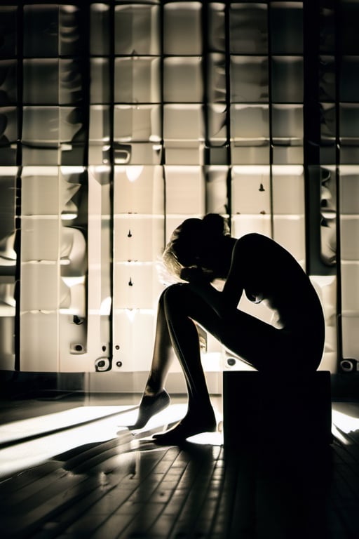 a beautiful worried girl, nude, (sweaty:1.2) , flushed, being examined by a slimy phallic alien creature in a dark laboratory, stylized by Christoffer Relander and Rene Burri, photograph, slight (Woman:1.2) , Fatigued, Intellectual, Sitting with elbows on knees, inside a Alcázar of Segovia, Romantic, Fast Shutter Speed, Ilford FP4 125, Depth of field 270mm