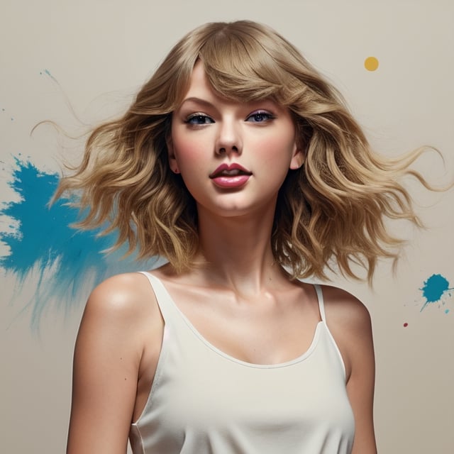 Minimalist painting character design, minimal design, Taylor Swift ,girl,aw0k euphoric style, colors