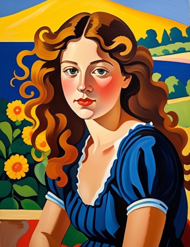 Create a captivating gouache painting on canvas, portraying a 15-year-old girl from France with fair skin and loose, curly hair, with a close-up of her face. Intricately capture details using the gouache medium on canvas. Draw inspiration from the gouache paintings of Mary Cassatt, the gouache works of Raoul Dufy, and the gouache on canvas technique of Andre Derain. Craft a superior gouache painting that seamlessly blends these influences into an outstanding portrayal.

