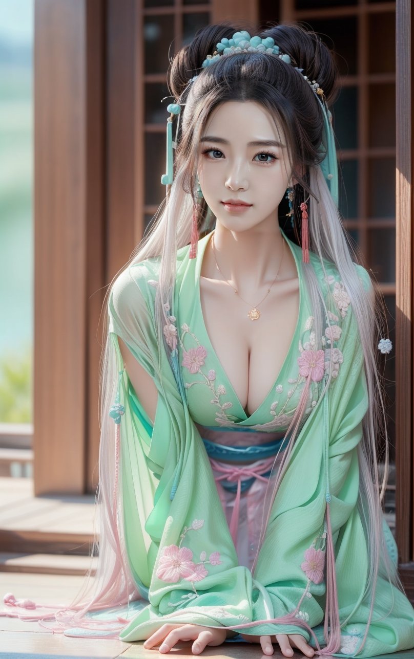 best quality, masterpiece, beautiful and aesthetic, 16K, The splendid ancient Chinese palace architecture, big blue moon, dark night, snow blowing, 1 girl, halo, shining bracelet, (beautiful hanfu, white, pink, Hanfu with many embroideries,), The sleeves and skirt of Hanfu flutter in the wind, solo, {beautiful and detailed eyes}, melancholy expression, natural and soft light, delicate facial features, vearrings, Gorgeous necklace, ((sexy pose)), Glamor body type, (white hair,),  beehive, bun,very long hair, hair past hip, curly hair, flim grain, realhands, masterpiece, Best Quality, photorealistic, ultra-detailed, finely detailed, high resolution, perfect dynamic composition, beautiful detailed eyes, eye smile, ((nervous, embarrassed)), sharp focus, full body, sexy pose, KKK3