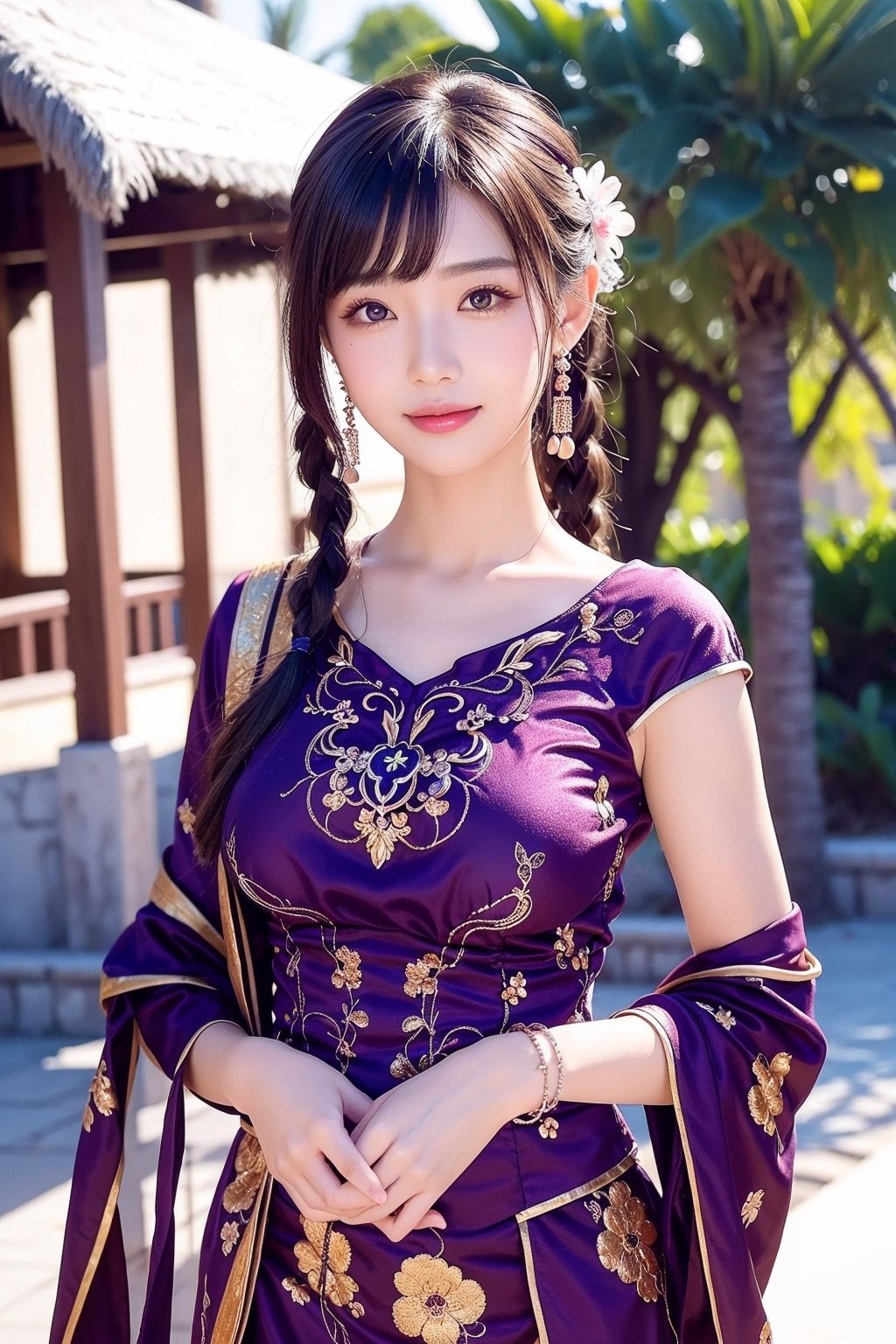 A full body photo of beautiful Chinese girl with a realistic Asian skin colour. There are a few small spots or small moles or small warts scattered on the skin of the body. The big chest is very concentrated and firm. She has light makeup on her face, smiles, and has bright eyes. Nice hands, perfect hands, perfect fingers, eyes looking into the camera, random hairstyles and hair accessories, random photo poses, random face shapes, random clothing colours, random background matching, real photo quality, depth of field, clear background, backlight, 32K resolution,ShiningSpiritTifaCosplayLora