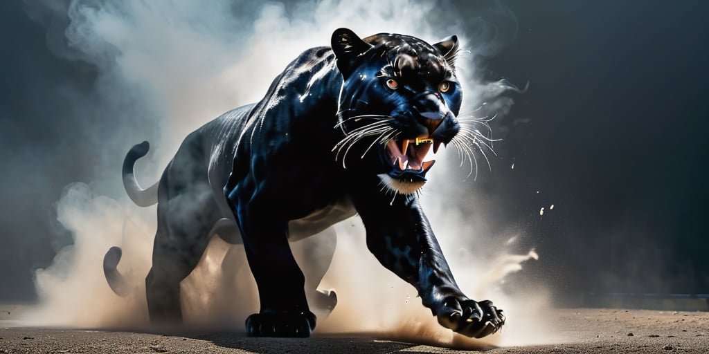ultra realistic, photorealistic, natural light, ultra HDR, 4k, 8k, 16k, high quality texture, A full body photograph with realistic style portrays, Extremely beautiful , well done, a detailed image of (a large panther made of shadow) like liquid smoke moving stealthily ready to attack with a leap, its jaws gleaming and claws quivering
ultra-realistic detail, Ultra detailed, The composition imitates a cinematic movie, The intricate details, sharp focus, perfect body proportion, full body seen from afar, ultra realistic, iper realistic image, gothic background 