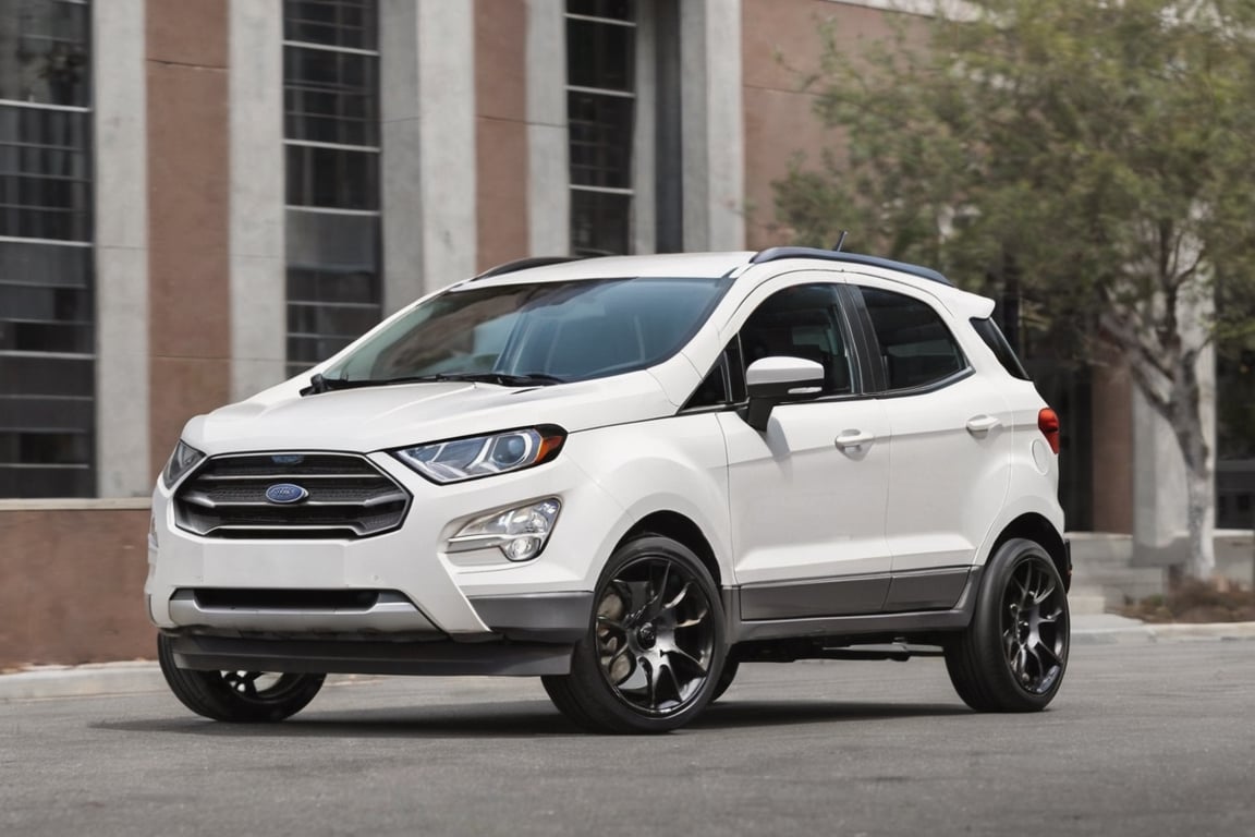 Ford Ecosport Titanium+ 2022

Engine Modifications: Upgrades such as turbochargers, superchargers, cold air intakes, performance exhaust systems, and aftermarket engine management systems can boost horsepower and torque.

Suspension Upgrades: Lowering springs, coilovers, sway bars, and upgraded bushings improve handling, cornering, and overall ride quality.

Body Kits and Aero Parts: Custom body kits, spoilers, splitters, diffusers, and aerodynamic enhancements not only enhance the appearance but also improve downforce and stability at high speed, White body and Black Sports Wheels 

Wheels and Tires: Larger diameter wheels Medium out, lightweight Sports Alloy, and performance tires enhance grip, traction, and overall aesthetics, Ford Ecosport sport wheels

Location:- HD Snow 
Ford ecopsport 2022 headlights